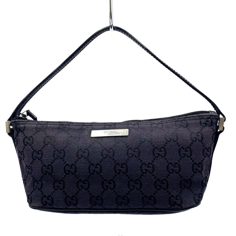 GUCCI GG Canvas Accessory Clutch Handbag Black